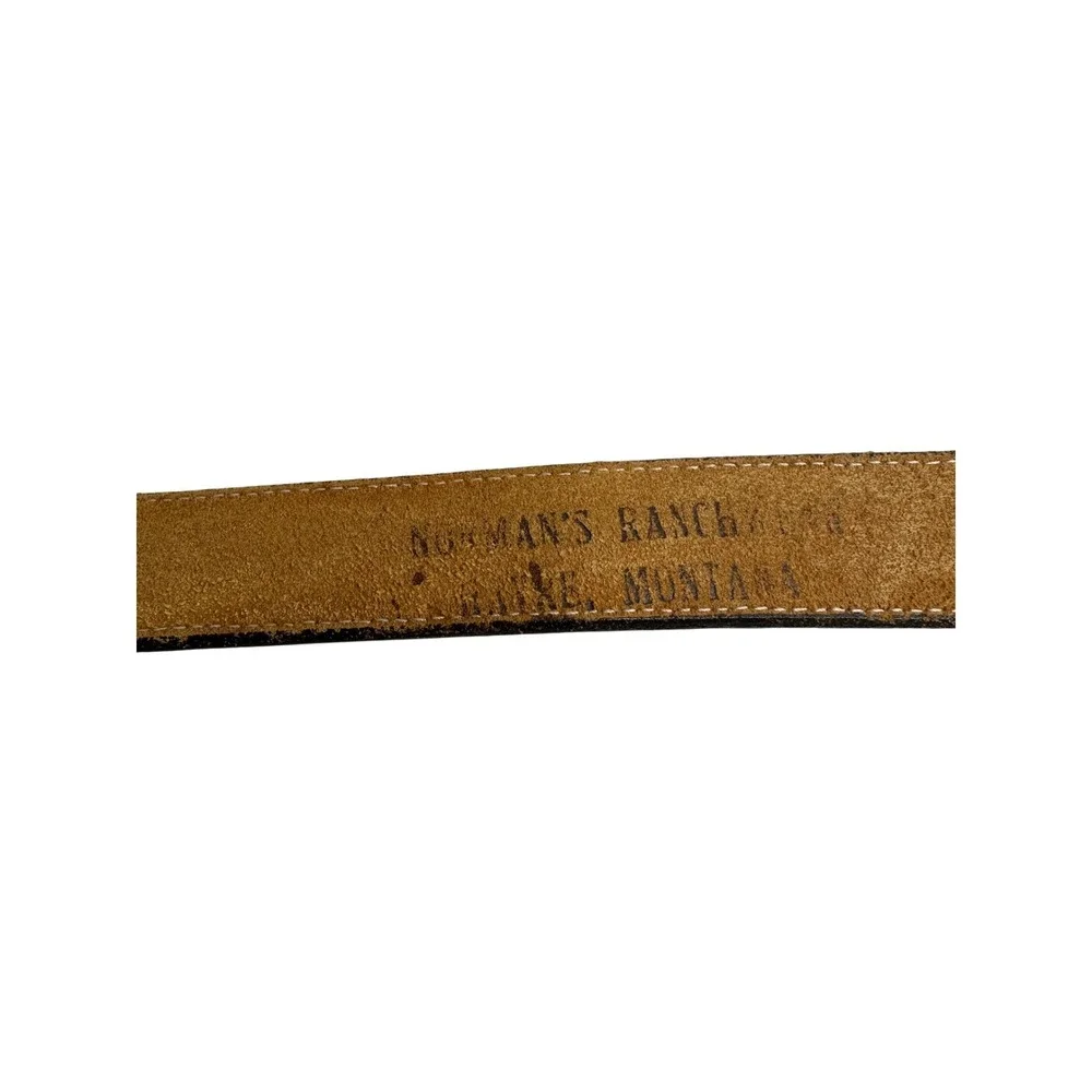 Tony Lama Leather Belt Sz‎ 34 Brown Gold Buckle Made In USA brass Buckle Western